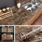 Brown Marble Aluminum Foil Kitchen Sticker Paper(60*200CM)