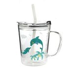 Glass Mug Spill Proof Lid And Straw