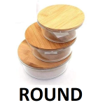3 PCS GLASS BOWL ROUND WOODEN LID