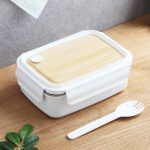 NEW LUNCH BOX WITH WOODEN STYLE LID