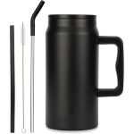 1500 MLMug with Handle and Straw (Black color)