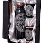 Meena Copper Leak Proof Water Bottle With 2 Glass Printed