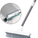 White Bathroom Cleaning Brush with Wiper 2 in 1 Tiles Cleaning Brush