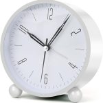Round Silent Analog Desk Clock WHITE