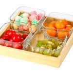 4 PIS Dry Fruit Bowl & 1 Wooden Plate Set