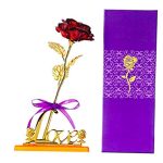 RED GOLDEN ROSE WITH STAND